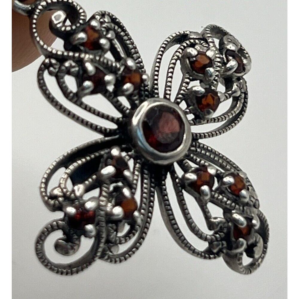 Sterling Silver 925 Cross Rare Garnet Necklace - Picture 8 of 8